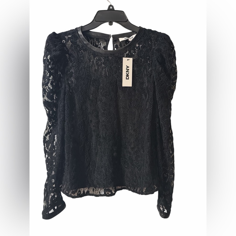 DKNY Elegant Black Lace Blouse size Medium